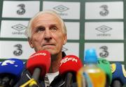 6 September 2010; Republic of Ireland manager Giovanni Trapattoni speaking during a press conference ahead of their EURO 2012 Championship Group B Qualifier against Andorra on Tuesday. Republic of Ireland Press Conference, Grand Hotel, Malahide, Co. Dublin. Picture credit: David Maher / SPORTSFILE