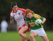 11 September 2010; Louise Ni Mhuircheartaigh, Kerry, in action against Maura Kelly, Tyrone. TG4 Ladies Football All-Ireland Senior Championship Semi-Final Replay, Tyrone v Kerry, Banagher GAA Grounds, Banagher, Co. Offaly. Picture credit: Oliver McVeigh / SPORTSFILE