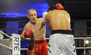 11 September 2010; Brian Magee, left, in action against Roman Aramian during their European Super Middleweight title fight. Hunky Dorys European Super Middleweight Title Fight Night - Brian Magee v Roman Aramian, National Stadium, Dublin. Picture credit: Ray Lohan / SPORTSFILE