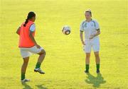 12 September 2010; Republic of Ireland's Harriet Scott, right, and Rianna Jarrett in action during squad training ahead of their side's final group stage game of the FIFA U-17 Women’s World Cup, against Ghana, on Monday. Republic of Ireland at the FIFA U-17 Women’s World Cup - Sunday 12th September, Montgomery Recreation Ground, Mount Irvine Bay, Tobago, Trinidad & Tobago. Picture credit: Stephen McCarthy / SPORTSFILE