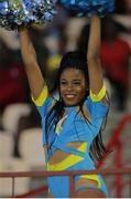 21 July 2016; Zouks cheerleader cheers during Match 21 of the Hero Caribbean Premier League match between the St Lucia Zouks and the Nevis Patriots at the Daren Sammy Cricket Stadium, Gros Islet, St Lucia.  Photo by Ashley Allen/Sportsfile