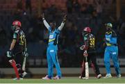 21 July 2016; Daren Sammy (C) celebrates dismissing Patriots batsman Devon Thomas (no.38) during Match 21 of the Hero Caribbean Premier League match between the St Lucia Zouks and the Nevis Patriots at the Daren Sammy Cricket Stadium, Gros Islet, St Lucia.  Photo by Ashley Allen/Sportsfile