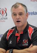 14 September 2010; Ulster head coach Brian McLaughlin speaking during a press conference ahead of their Celtic League match against Edinburgh on Friday. Ulster Rugby Press Conference, Newforge Country Club, Belfast, Co. Antrim. Picture credit: Oliver McVeigh / SPORTSFILE