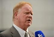 16 September 2010; Brendan McAnallen, father of the late Cormac McAnallen, speaking during a press conference to raise funds for the Cormac McAnallen Trust which go directly to screening services and the purchase of defibrillators to help combat Sudden Adult Death Syndrome. The campaign hopes to have 100,000 texts to the number 53306 in the Republic of Ireland and 81108 in Northern Ireland, by full-time in Sunday's All-Ireland Senior Football Final between Down and Cork, which will be O Muircheartaigh's final commentary at a GAA Football All-Ireland Championship Final before his retirement. Micheal O'Muircheartaigh Press Conference, Croke Park Hotel, Jones's Road, Dublin. Picture credit: Barry Cregg / SPORTSFILE