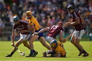24 July 2016; Conor Cooney, 10, Conor Whelan, 13, and Joseph Cooney of Galway  in action against Cian Dillon and Óisin O'Brien, right, of Clare during the GAA Hurling All-Ireland Senior Championship quarter final match between Clare and Galway at Semple Stadium in Thurles, Co Tipperary. Photo by Ray McManus/Sportsfile