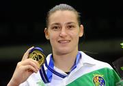 18 September 2010; Katie Taylor, Ireland, with her gold medal after her victory over Cheng Dong, China, during their 60kg Lightweight Final. AIBA Women World Boxing Championships Barbados 2010 - Finals, Garfield Sobers Sports Gymnasium, Bridgetown, Barbados. Picture credit: Stephen McCarthy / SPORTSFILE