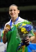 18 September 2010; Katie Taylor, Ireland, with her gold medal after her victory over Cheng Dong, China, during their 60kg Lightweight Final. AIBA Women World Boxing Championships Barbados 2010 - Finals, Garfield Sobers Sports Gymnasium, Bridgetown, Barbados. Picture credit: Stephen McCarthy / SPORTSFILE