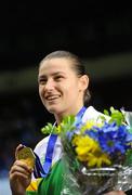 18 September 2010; Katie Taylor, Ireland, with her gold medal after her victory over Cheng Dong, China, during their 60kg Lightweight Final. AIBA Women World Boxing Championships Barbados 2010 - Finals, Garfield Sobers Sports Gymnasium, Bridgetown, Barbados. Picture credit: Stephen McCarthy / SPORTSFILE