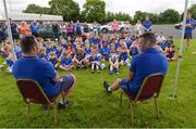 27 July 2016; Leinster's Cian Healy, left, and Fergus McFadden during a Q&A session during the Bank of Ireland Leinster Rugby Summer Camp at Cill Dara RFC in Dunmurray West, Kildare. Photo by Piaras Ó Mídheach/Sportsfile