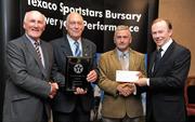 30 September 2010; Presenting Sean Nolan and Chris Murphy of St. Patrick's GAA Club, Tullow, Co. Carlow, with their award at the 2010 Texaco Sportstars Bursaries Awards Presentation are Eddie Keher, left, and Enda Riney, right, Country Chairman of Chevron Ireland. Conrad Hotel, Earlsfort Terrace, Dublin. Picture credit: Barry Cregg / SPORTSFILE