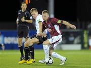 1 October 2010; Stephen Walsh, Galway United, in action against Tom Miller, Dundalk. Airtricity League Premier Division, Dundalk v Galway United, Oriel Park, Dundalk, Co. Louth. Photo by Sportsfile