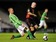 1 October 2010; Paul Keegan, Bohemians, in action against Chris Shields, Bray Wanderers. Airtricity League Premier Division, Bohemians v Bray Wanderers, Dalymount Park, Dublin. Picture credit: Stephen McCarthy / SPORTSFILE