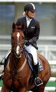 8 August 2001; Egano Hann with Jessica Kurten up during the Kerrygold Welcome Stakes at the Kerrygold Horse Show at the RDS in Dublin. Photo by Matt Browne/Sportsfile