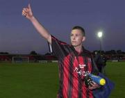 9 August 2001; Sean Prunty of Longford Town celebrates after the UEFA Cup Qualifier First Leg match between Longford Town and Liteks Lovetch at Flancare Park in Longford. Photo by David Maher/Sportsfile