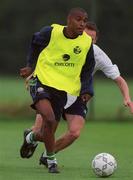 13 August 2001; Clinton Morrson during a Republic of Ireland training session at the AUL Grounds in Clonshaugh, Dublin. Photo by Damien Eagers/Sportsfile