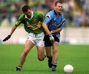 11 August 2001; Michael McCarthy of Kerry in action against Dessie Farrell of Dublin during the Bank of Ireland All-Ireland Senior Football Championship Quarter-Final Replay match between Dublin and Kerry at Semple Stadium in Thurles, Tipperary. Photo by Ray McManus/Sportsfile