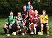 02 August 2016; Players left to right, Rachel Doyle, Peamount United, Evelyn Daly, Cork City Women's FC, Kylie Murphy, Wexford Youths Women's FC, Aine O'Gorman, UCD Waves FC, Pearl Slattery, Shelbourne Ladies FC, Meabh De Burca, Galway WFC and Aislinn Carroll, Kilkenny United WFC in attendance during the launch of the Continental Tyres Women's National League at FAI HQ in Abbotstown, Dublin. The 2016 season will kick off this Saturday, August 6th and will run until December 2016. Follow all the action at @FAI_WNL or #WNL. Photo by David Maher/Sportsfile