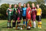 02 August 2016; Players left to right, Evelyn Daly, Cork City Women's FC, Rachel Doyle, Peamount United, Kylie Murphy, Wexford Youths Women's FC, Aine O'Gorman, UCD Waves FC, Pearl Slattery, Shelbourne Ladies FC, Meabh De Burca, Galway WFC and Aislinn Carroll, Kilkenny United WFC in attendance during the launch of the Continental Tyres Women's National League at FAI HQ in Abbotstown, Dublin. The 2016 season will kick off this Saturday, August 6th and will run until December 2016. Follow all the action at @FAI_WNL or #WNL. Photo by David Maher/Sportsfile