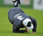 4 October 2010; Republic of Ireland manager Giovanni Trapattoni tumbles over during squad training ahead of their EURO 2012 Championship Group B Qualifier against Russia on Friday. Republic of Ireland Squad Training, Gannon Park, Malahide, Co. Dublin. Picture credit: David Maher / SPORTSFILE