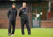 4 October 2010; Ulster head coach Brian McLaughlin, right, along with Les Kiss, Irish defence coach, during squad training ahead of their Heineken Cup opening round clash with Aironi Rubgy, on Friday, at Ravenhill Park. Newforge Country Club, Belfast, Co. Antrim. Picture credit: Oliver McVeigh / SPORTSFILE