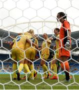 3 August 2016; Sweden players celebrate after Nilla Fischer scores her side's winning goal during the Women's Football first round Group E match between Sweden and South Africa on Day -2 of the Rio 2016 Olympic Games at the Olympic Stadium in Rio de Janeiro, Brazil. Photo by Stephen McCarthy/Sportsfile