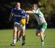 6 October 2010; David Downey, left, Coláiste Dhúlaigh, in action against Michael Molloy, Liverpool Hope. Ulster Bank Higher Education Centenary 7s, Coláiste Dhúlaigh v Liverpool Hope, Dublin City University, Glasnevin, Dublin. Picture credit: Barry Cregg / SPORTSFILE