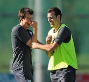 6 October 2010; Republic of Ireland's Sean St.Ledger, left, and Darron Gibson during squad training ahead of their EURO 2012 Championship Group B Qualifier against Russia on Friday. Republic of Ireland Squad Training, Gannon Park, Malahide, Co. Dublin.Picture credit: David Maher / SPORTSFILE