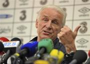 7 October 2010; Republic of Ireland manager Giovanni Trapattoni during a press conference ahead of their EURO 2012 Championship Group B Qualifier against Russia on Friday. Republic of Ireland press conference, Hilton Hotel, Clare Hall, Dublin. Picture credit: Brian Lawless / SPORTSFILE