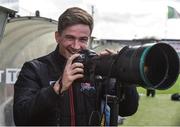 5 August 2016; Ronan Finn of Dundalk tests his photographic skills before the SSE Airtricity League Premier Division match between Galway United and Dundalk at Eamonn Deasy Park in Galway. Photo by David Maher/Sportsfile