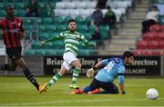 5 August 2016; Brandon Miele of Shamrock Rovers shoots to score his side's first goal past Ryan Coulter of Longford during the SSE Airtricity League Premier Division match between Shamrock Rovers and Longford Town at Tallaght Stadium in Tallaght, Co Dublin. Photo by Sportsfile