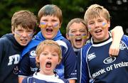 9 October 2010; Leinster supporters Joe Moran, Nathan Greene, Craig Usher, Cian Maguire and Tom Haribson, front, from Greystones, Co. Wicklow, ahead of the game. Heineken Cup, Pool 2 Round 1, Leinster v Racing-Metro 92, RDS, Ballsbridge, Dublin. Picture credit: Stephen McCarthy / SPORTSFILE