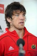 12 October 2010; Munster's Donncha O'Callaghan speaking during a press conference ahead of their Heineken Cup match against Toulon on Saturday. Thomond Park, Limerick. Picture credit: Diarmuid Greene / SPORTSFILE