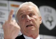 13 October 2010; Republic of Ireland manager Giovanni Trapattoni speaking during a press conference following last night's EURO 2012 Championship Qualifier, Group B, game against Slovakia. Republic of Ireland Press Conference, 3 Head Office, Dublin. Picture credit: Barry Cregg / SPORTSFILE