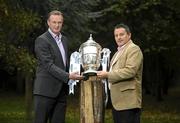 13 October 2010; Shamrock Rovers manager Michael O'Neill, left, and St. Patrick’s Athletic assistant manager John Gill at a photocall ahead of their FAI Ford Cup Semi-Final which takes place this weekend. Ford FAI Cup Semi-Finals Media Day, Merrion Square, Dublin. Picture credit: Stephen McCarthy / SPORTSFILE