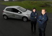 13 October 2010; Ben Collins the Top Gear's former 'Stig' and Nicola Hudson from AA Roadwatch during a Topaz fuel event. Mondello Park, Donore, Naas, Co. Kildare. Picture credit: Matt Browne / SPORTSFILE