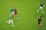 8 October 2010; Andrey Arshavin, Russia, in action against Paul Green, Glenn Whelan and John O'Shea, Republic of Ireland. EURO 2012 Championship Qualifier, Group B, Republic of Ireland v Russia, Aviva Stadium, Lansdowne Road, Dublin. Picture credit: Brendan Moran / SPORTSFILE