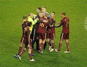 8 October 2010; A Russian supporter runs onto the pitch and mingles with the Russian players at the end of the game. EURO 2012 Championship Qualifier, Group B, Republic of Ireland v Russia, Aviva Stadium, Lansdowne Road, Dublin. Picture credit: Brendan Moran / SPORTSFILE