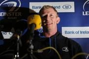 14 October 2010; Leinster's Leo Cullen speaking during a press conference ahead of their Heineken Cup Pool 2, Round 2, match against Saracens on Saturday. Leinster Rugby press conference, David Lloyd Riverview, Clonskeagh, Dublin. Picture credit: Matt Browne / SPORTSFILE