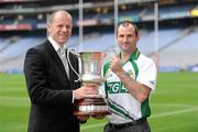 14 October 2010; Ireland International Rules manager Anthony Tohill, left, and captain Steven McDonnell with the Cormac McAnallen trophy during the squad announcement ahead of their first match against Australia on October 23rd. Ireland International Rules squad announcement, Croke Park, Dublin. Picture credit: Brendan Moran / SPORTSFILE