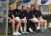 8 August 2016; Dundalk squad members and graduates of the FAI ETB football courses, from left, Andy Boyle, Sean Gannon, Darren Meenan, John Mountney, Chris Shields and Daryl Horgan met with FAI ETB head coach Harry McCue ahead of their training session to promote the opportunities available to other young footballers through the FAI ETB courses which take place around the country. More information is available at http://www.fai.ie/domestic/take-part-programmes/etb-fai-courses. Dundalk players remind participants to get their applications in by August 31, 2016. Oriel Park, Dundalk. Photo by Oliver McVeigh/Sportsfile