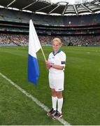 7 August 2016; Etihad Flagbearer Heather May, from Bray, Co Wicklow, at the GAA Hurling All-Ireland Senior Championship Semi-Final match between Kilkenny and Waterford at Croke Park in Dublin. Photo by Ray McManus/Sportsfile