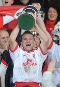 17 October 2010; Killererin captain Declan Kelly lifts the Frank Fox cup. Galway County Senior Football Championship Final, Killererin v Corofin, Pearse Stadium, Galway. Picture credit: Ray Ryan / SPORTSFILE