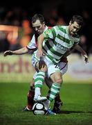 19 October 2010; Thomas Stewart, Shamrock Rovers, in action against Derek Pender, St Patrick's Athletic. FAI Ford Cup Semi-Final Replay, St Patrick's Athletic v Shamrock Rovers, Richmond Park, Inchicore, Dublin. Picture credit: David Maher / SPORTSFILE