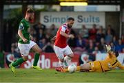 8 August 2016; Raffaele Cretaro, centre, of Sligo Rovers scores his side's second goal during the SSE Airtricity League Premier Division match between Cork City and Sligo Rovers at Turners Cross in Cork. Photo by Seb Daly/Sportsfile