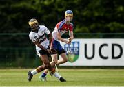 9 August 2016; James Breen of New York in action against Pradeep Pujar of Germany during the Etihad Airways GAA World Games 2016 - Day 1 at UCD in Dublin. Photo by Sam Barnes/Sportsfile