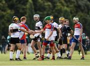 9 August 2016; Players from New York and Germany shake hands after their game during the Etihad Airways GAA World Games 2016 - Day 1 at UCD in Dublin. Photo by Sam Barnes/Sportsfile