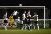 10 August 2016; Karl Moore of Bray Wanderers shoots to score his side's second goal during the SSE Airtricity League Premier Division match between Bray Wanderers and Dundalk at the Carlisle Grounds in Bray, Co Wicklow. Photo by David Maher/Sportsfile