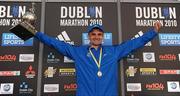 25 October 2010; Winner of the Irish National Marathon Championships Sergiu Ciobanu, Clonliffe Harriers A.C., following the Lifestyle Sports - adidas Dublin Marathon 2010. Dublin. Picture credit: Stephen McCarthy / SPORTSFILE