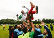 11 August 2016; Oman players throw captain Salim Al Habsi in the air after their side's victory over South Africa during Day 3 of the Etihad Airways GAA World Games 2016 at UCD in Dublin. Photo by Daire Brennan/Sportsfile