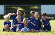 12 August 2016; Leinster's Sean O'Brien with, from left, Oisin Mettler, Will Saunders, Conal Staunton, Jack O'Gorman, Gwen Delaney and Dillon Duffy during a Bank of Ireland Leinster Rugby Summer Camp at De La Salle FC in Palmerston, Co Dublin. Photo by Matt Browne/Sportsfile